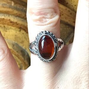 Natural Baltic Amber Sterling Silver Ring Size 7 Discounted